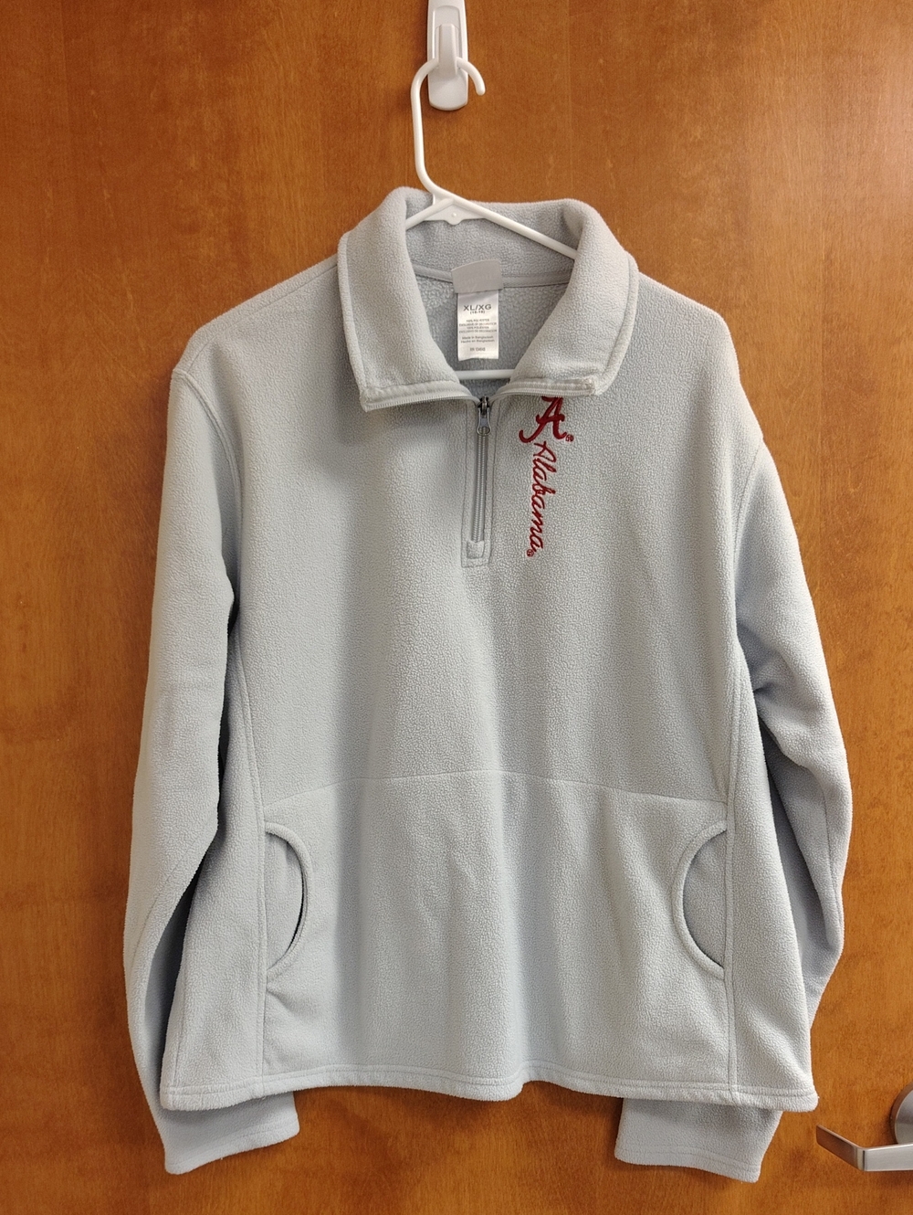 KA Knights Women's Light Gray Quarter-Zip Fleece Pullover with Crimson Alabama
